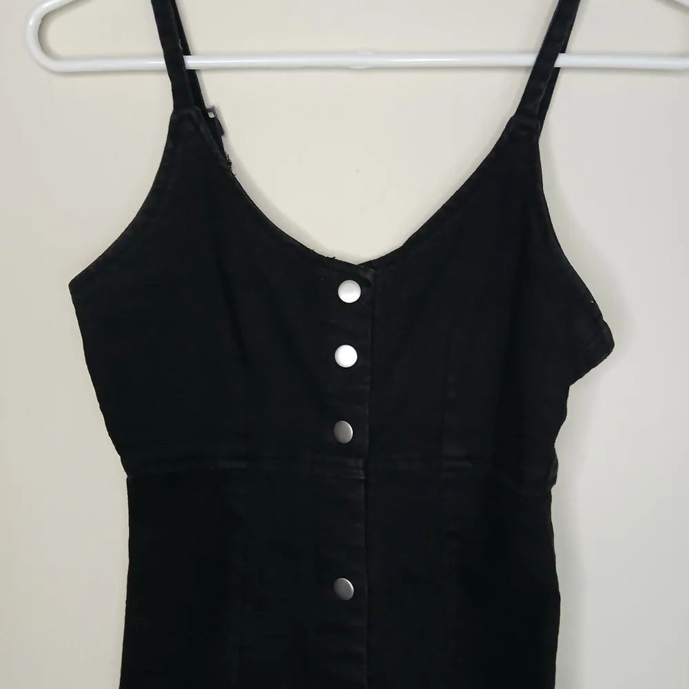 Highway Jeans Black Denim Front Snap Mini Dress - Picture 2 of 6